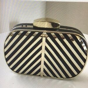 Women's Mini Hand Case Crossbody Clutch Bag Tone Gold & Black